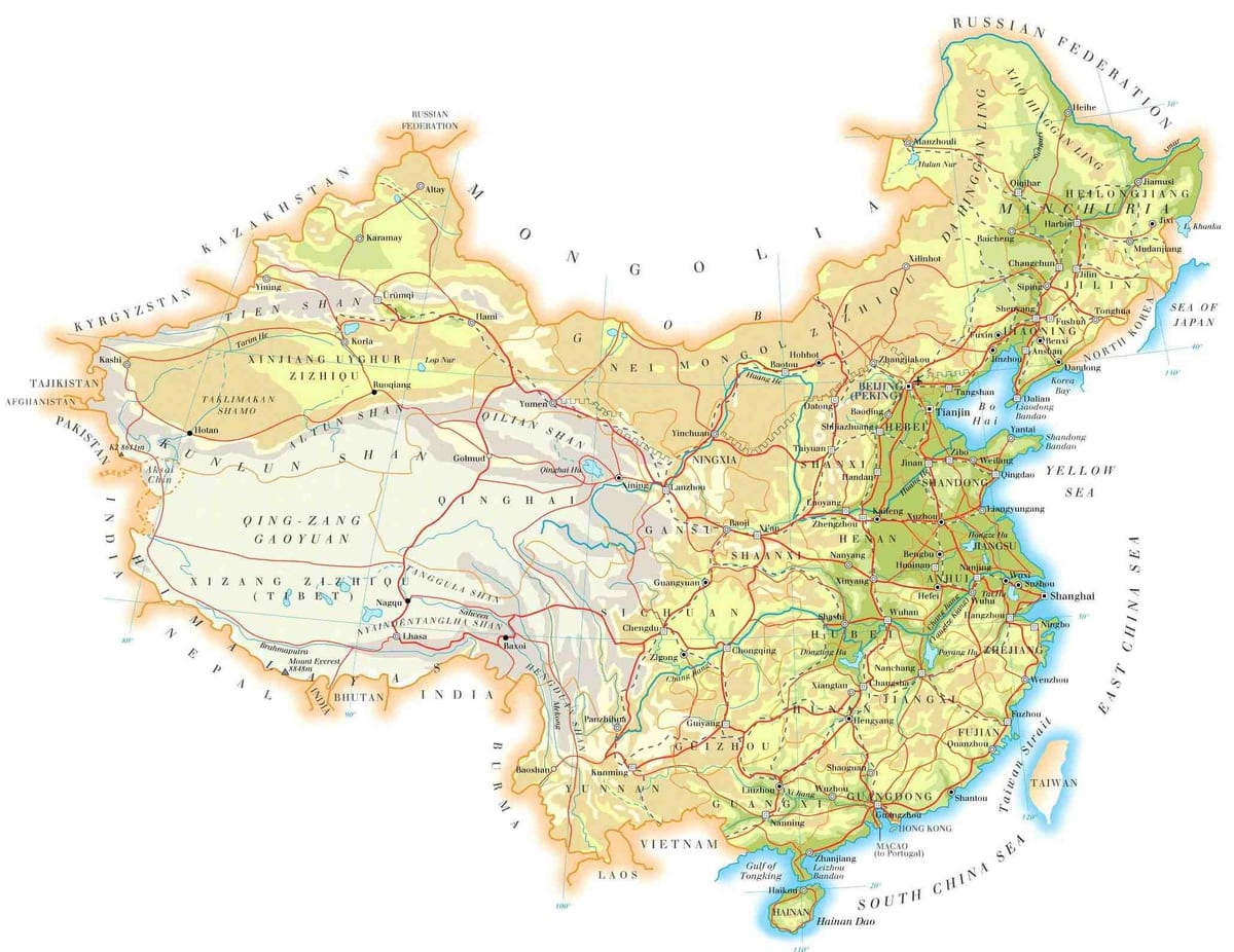 Çin harita topografya