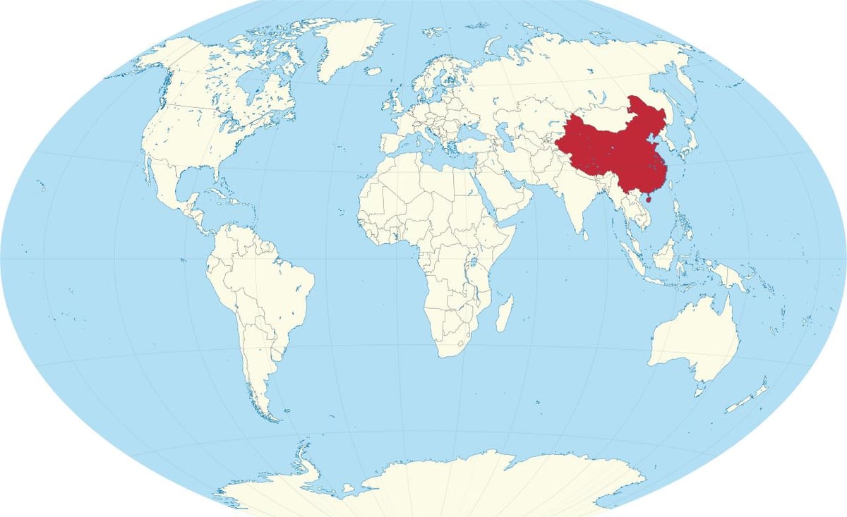 Dünya haritasında Çin
