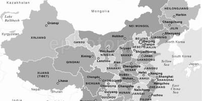 Çin harita siyah ve beyaz